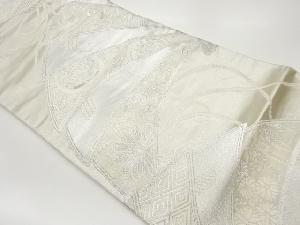 リサイクル　檜扇に鴛鴦・蝶・花々模様織出し袋帯